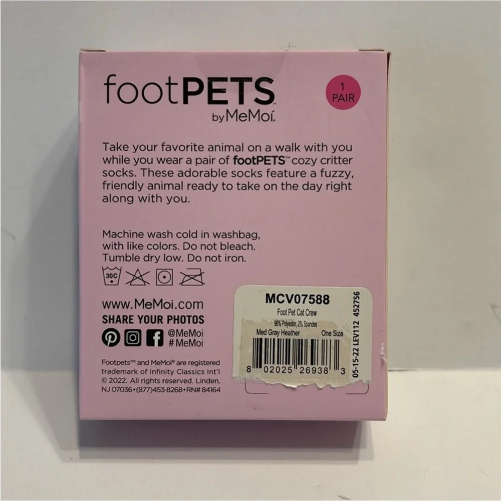 MeMoi Women’s Foot Pets Cats Crew Cozy Critter Socks